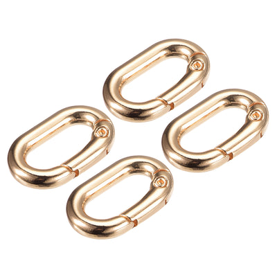 uxcell Uxcell 0.98" Spring Oval Ring Snap Clip Trigger for Bag Purse Keychain, 4Pcs Gold
