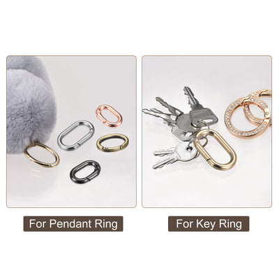 Harfington Uxcell 0.98" Spring Oval Ring Snap Clip Trigger for Bag Purse Keychain, 4Pcs Silver