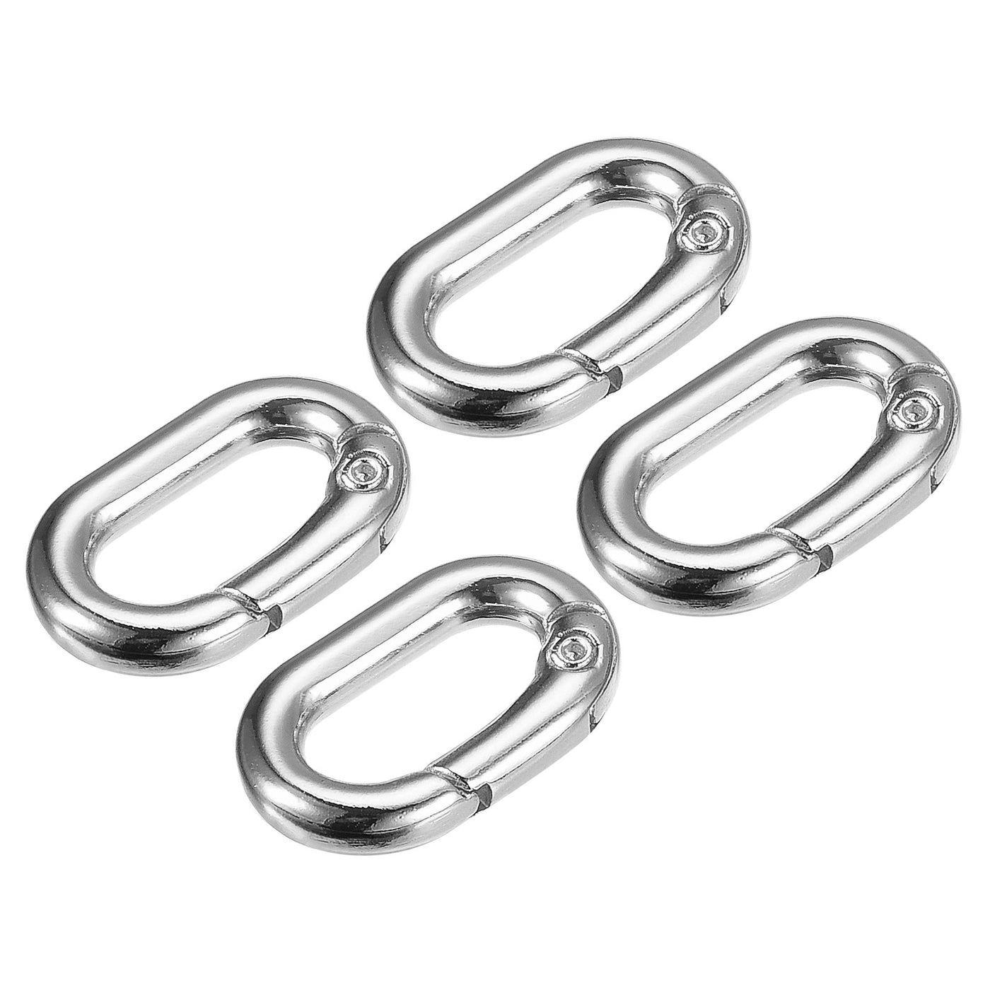 uxcell Uxcell 0.98" Spring Oval Ring Snap Clip Trigger for Bag Purse Keychain, 4Pcs Silver