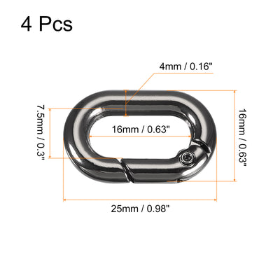 Harfington Uxcell 0.98" Spring Oval Ring Snap Clip Trigger for Bag Purse Keychain, 4Pcs Dark Grey