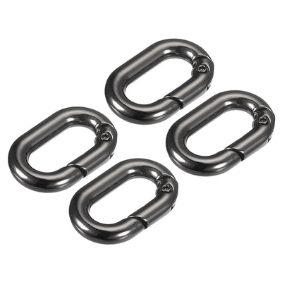uxcell Uxcell 0.98" Spring Oval Ring Snap Clip Trigger for Bag Purse Keychain, 4Pcs Dark Grey