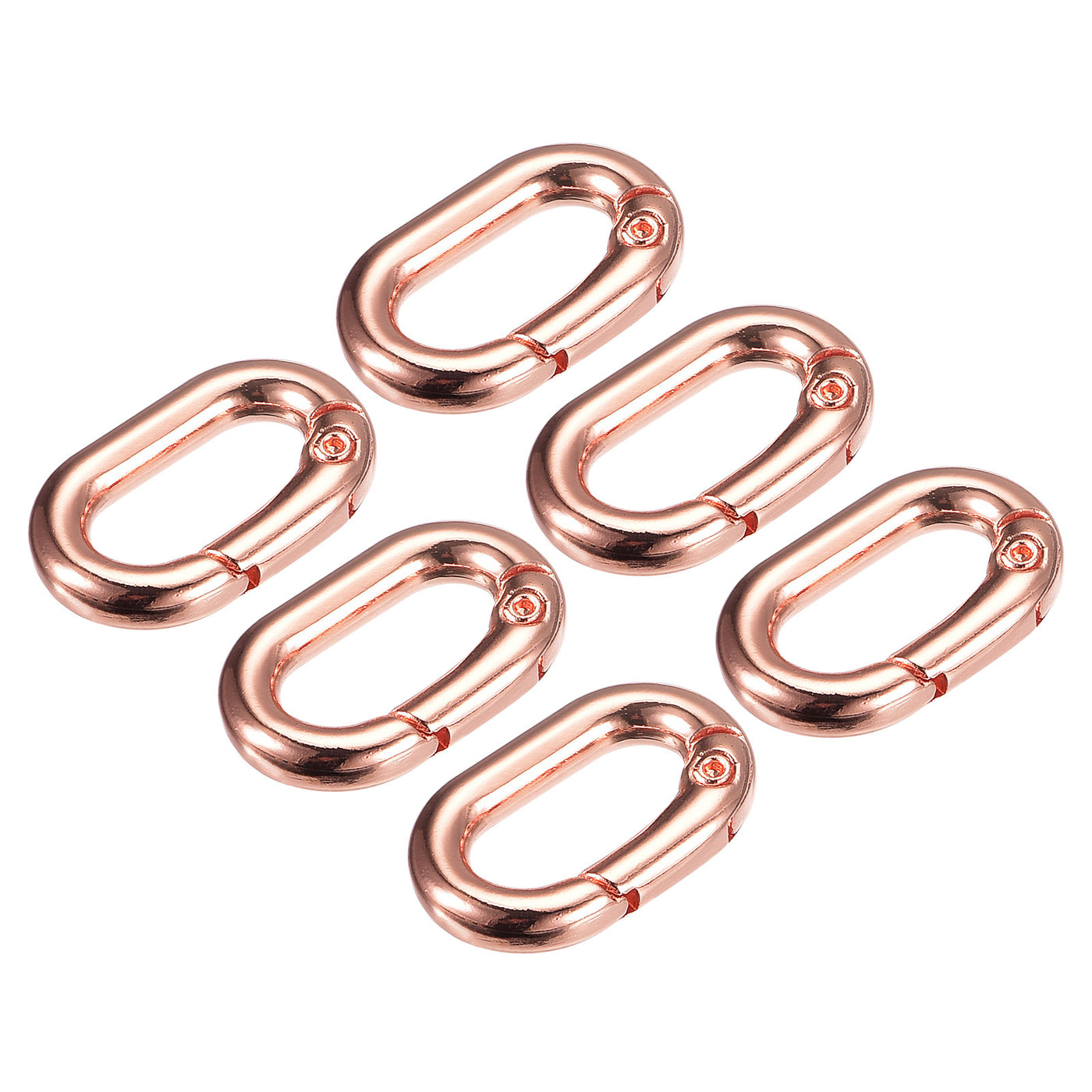 uxcell Uxcell 0.98" Spring Oval Ring Snap Clip Trigger for Bag Purse Keychain, 6Pcs Rose Gold