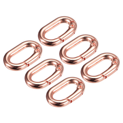 Harfington Uxcell 0.98" Spring Oval Ring Snap Clip Trigger for Bag Purse Keychain, 6Pcs Rose Gold