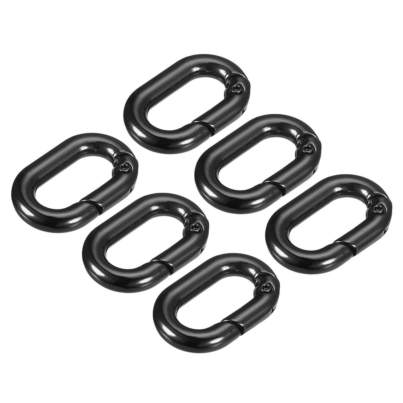 uxcell Uxcell 0.98" Spring Oval Ring Snap Clip Trigger for Bag Purse Keychain, 6Pcs Black