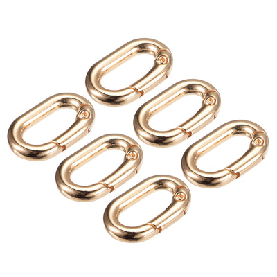 uxcell Uxcell 0.98" Spring Oval Ring Snap Clip Trigger for Bag Purse Keychain, 6Pcs Gold