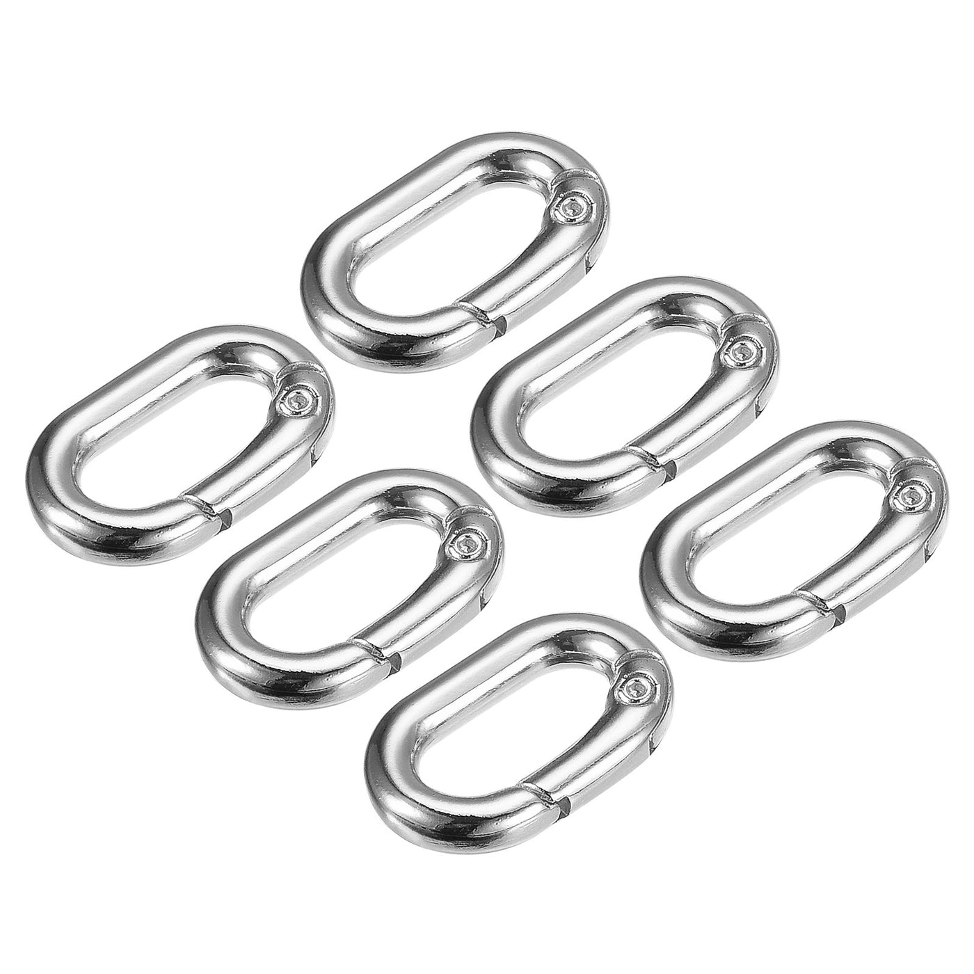 uxcell Uxcell 0.98" Spring Oval Ring Snap Clip Trigger for Bag Purse Keychain, 6Pcs Silver