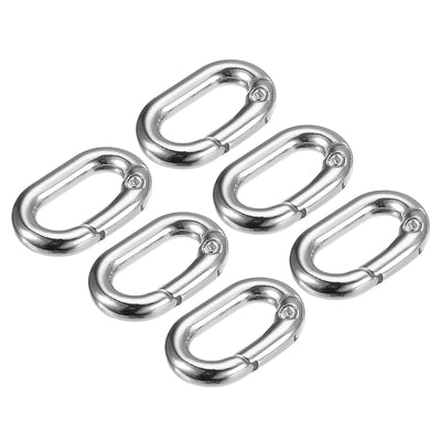 Harfington Uxcell 0.98" Spring Oval Ring Snap Clip Trigger for Bag Purse Keychain, 6Pcs Silver