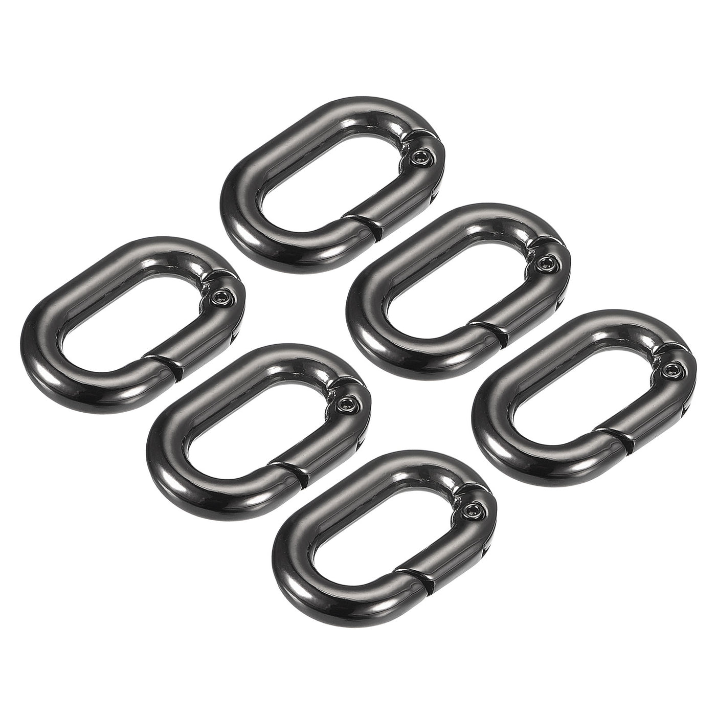uxcell Uxcell 0.98" Spring Oval Ring Snap Clip Trigger for Bag Purse Keychain, 6Pcs Dark Grey