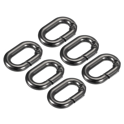uxcell Uxcell 0.98" Spring Oval Ring Snap Clip Trigger for Bag Purse Keychain, 6Pcs Dark Grey