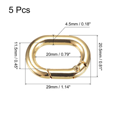 Harfington Uxcell 1.14" Spring Oval Ring Snap Clip Trigger for Bag Purse Keychain, 5Pcs Gold