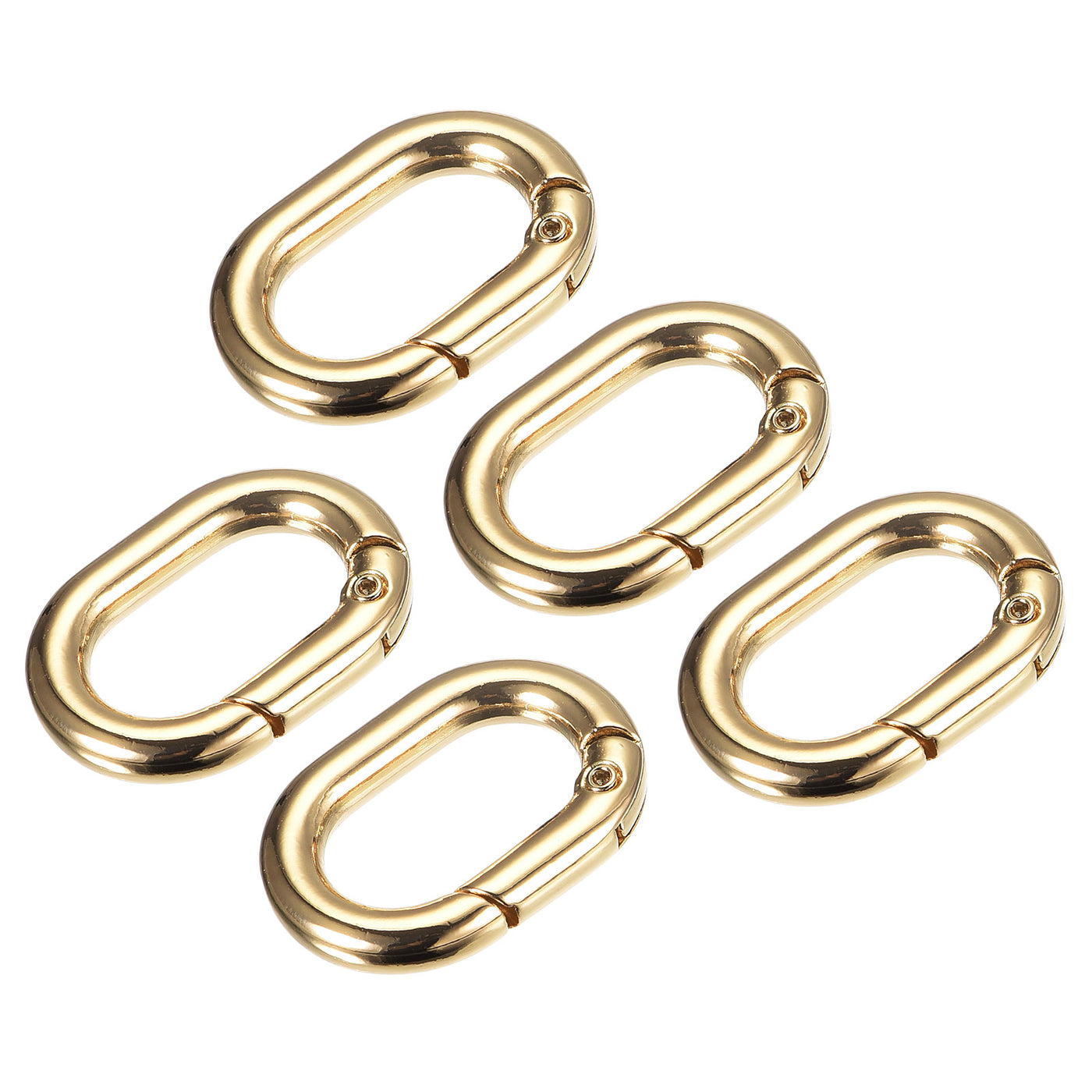 uxcell Uxcell 1.14" Spring Oval Ring Snap Clip Trigger for Bag Purse Keychain, 5Pcs Gold