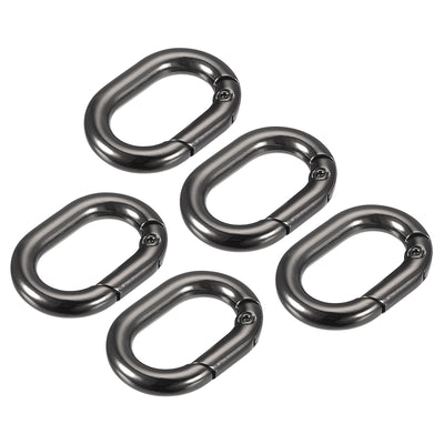 uxcell Uxcell 1.14" Spring Oval Ring Snap Clip Trigger for Bag Purse Keychain, 5Pcs Dark Grey