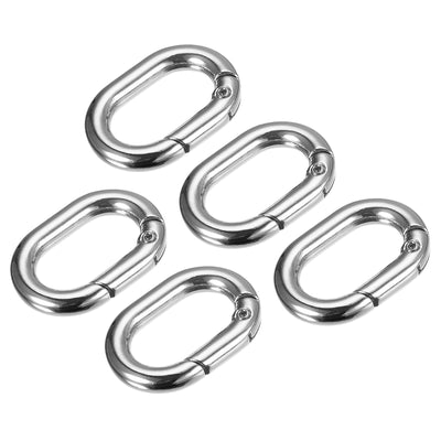 uxcell Uxcell 1.14" Spring Oval Ring Snap Clip Trigger for Bag Purse Keychain, 5Pcs Silver