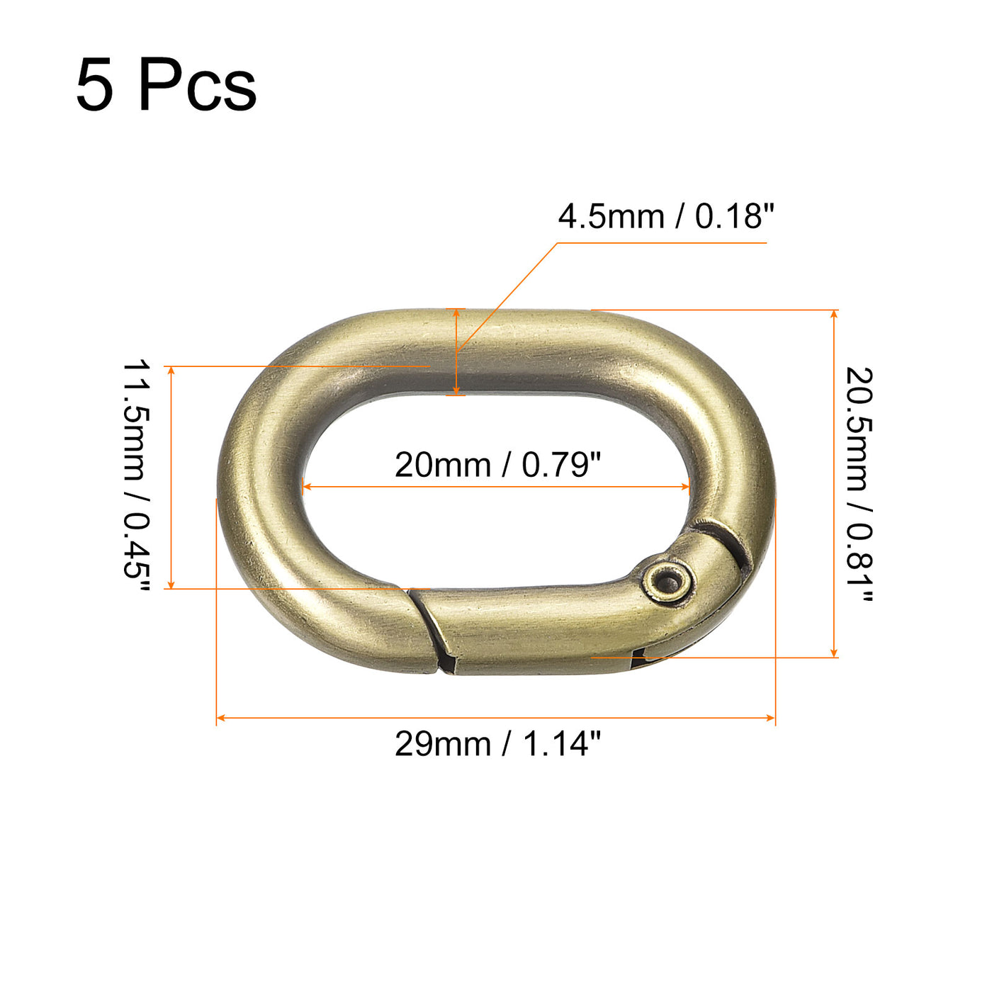 uxcell Uxcell 1.14" Spring Oval Ring Snap Clip Trigger for Bag Purse Keychain, 5Pcs Bronze