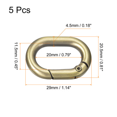 Harfington Uxcell 1.14" Spring Oval Ring Snap Clip Trigger for Bag Purse Keychain, 5Pcs Bronze