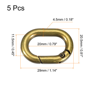 Harfington Uxcell 1.14" Spring Oval Ring Snap Clip Trigger for Bag Purse Keychain, 5Pcs Brass