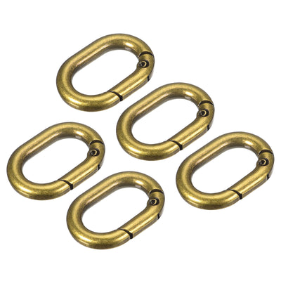 Harfington Uxcell 1.14" Spring Oval Ring Snap Clip Trigger for Bag Purse Keychain, 5Pcs Brass