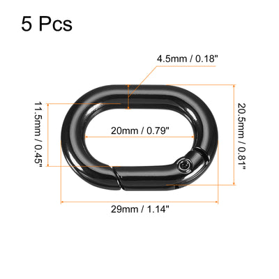 Harfington Uxcell 1.14" Spring Oval Ring Snap Clip Trigger for Bag Purse Keychain, 5Pcs Black