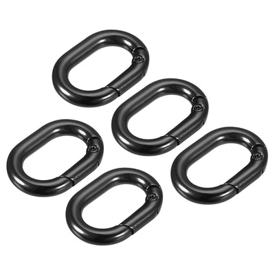 Harfington Uxcell 1.14" Spring Oval Ring Snap Clip Trigger for Bag Purse Keychain, 5Pcs Black