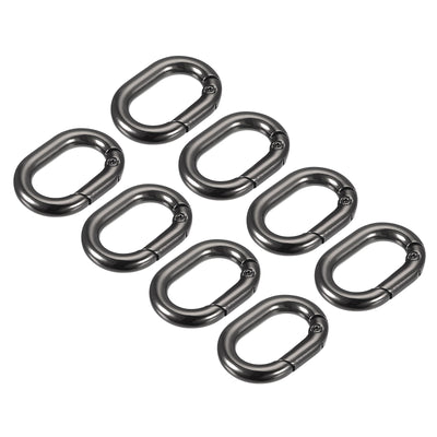 Harfington Uxcell 1.14" Spring Oval Ring Snap Clip Trigger for Bag Purse Keychain, 8Pcs Dark Grey