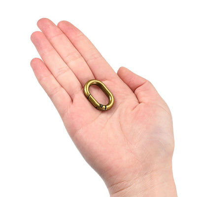 Harfington Uxcell 1.14" Spring Oval Ring Snap Clip Trigger for Bag Purse Keychain, 8Pcs Brass