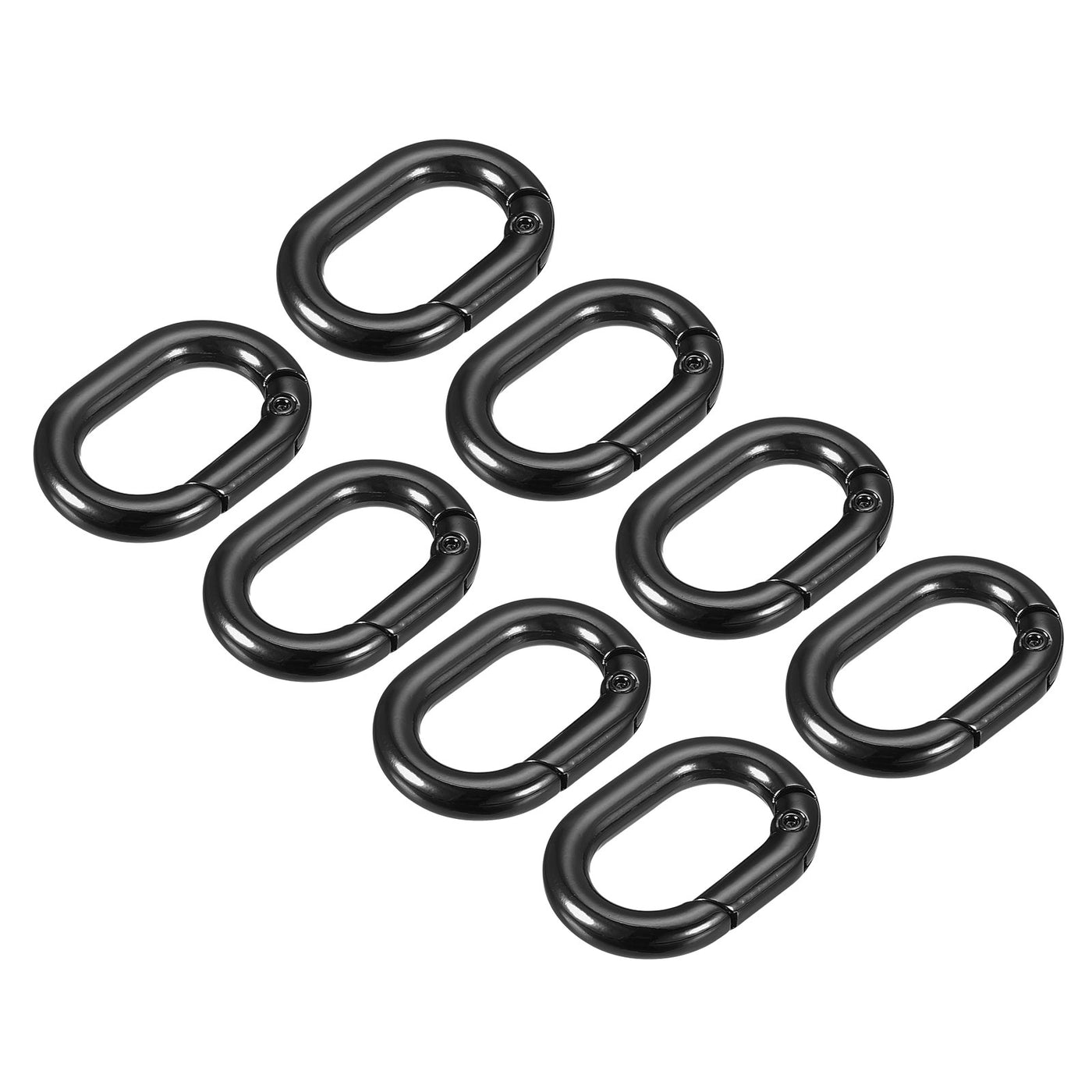 uxcell Uxcell 1.14" Spring Oval Ring Snap Clip Trigger for Bag Purse Keychain, 8Pcs Black