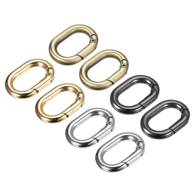 Harfington Uxcell 8Pcs 1.14" Spring Oval Ring Snap Clip Trigger for Bag Purse Keychain, 4 Color