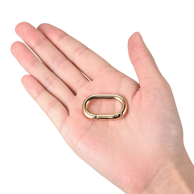 Harfington Uxcell 1.36" Spring Oval Ring Snap Clip Trigger for Bag Purse Keychain, 6Pcs Gold