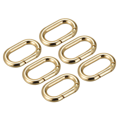 uxcell Uxcell 1.36" Spring Oval Ring Snap Clip Trigger for Bag Purse Keychain, 6Pcs Gold