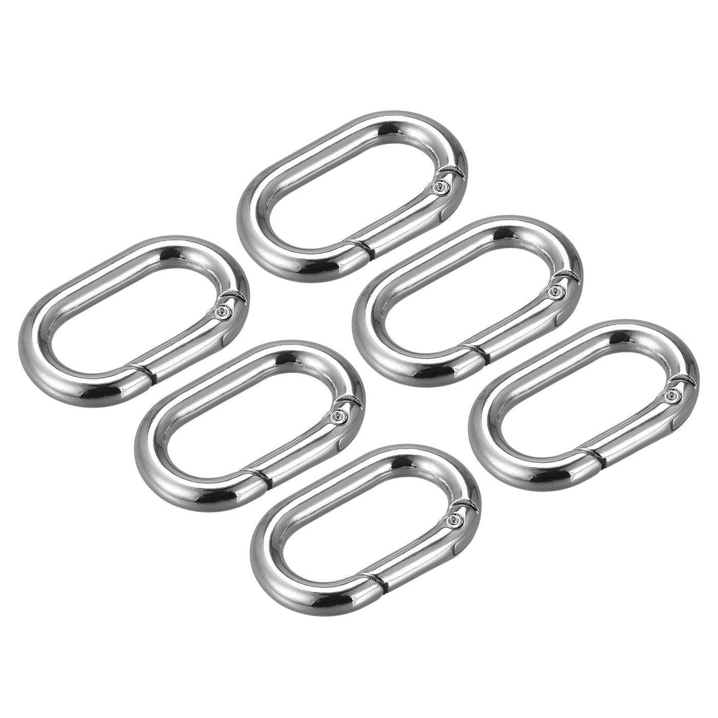 uxcell Uxcell 1.36" Spring Oval Ring Snap Clip Trigger for Bag Purse Keychain, 6Pcs Silver