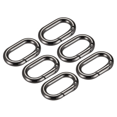 uxcell Uxcell 1.36" Spring Oval Ring Snap Clip Trigger for Bag Purse Keychain, 6Pcs Dark Grey