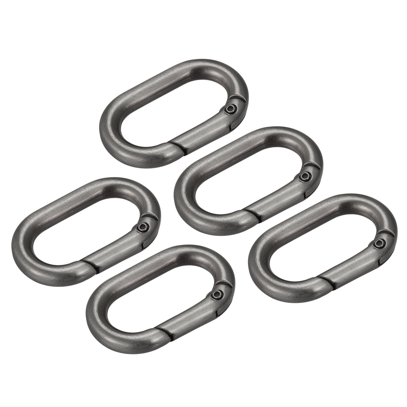 uxcell Uxcell 1.36" Spring Oval Ring Snap Clip Trigger for Bag Purse Keychain, 5Pcs Grey