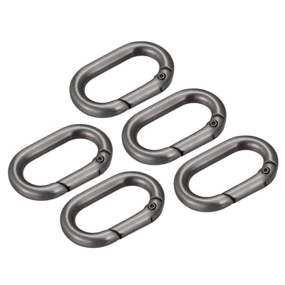 Harfington Uxcell 1.36" Spring Oval Ring Snap Clip Trigger for Bag Purse Keychain, 5Pcs Grey