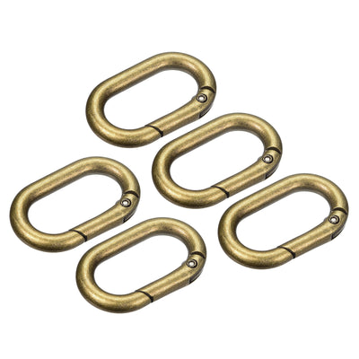 Harfington Uxcell 1.36" Spring Oval Ring Snap Clip Trigger for Bag Purse Keychain, 5Pcs Brass