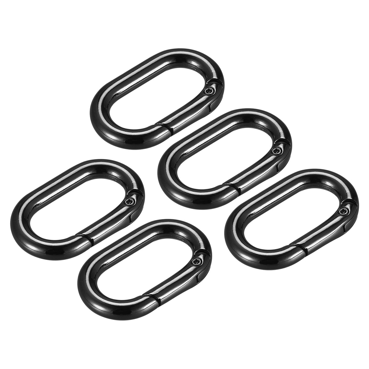 uxcell Uxcell 1.36" Spring Oval Ring Snap Clip Trigger for Bag Purse Keychain, 5Pcs Black
