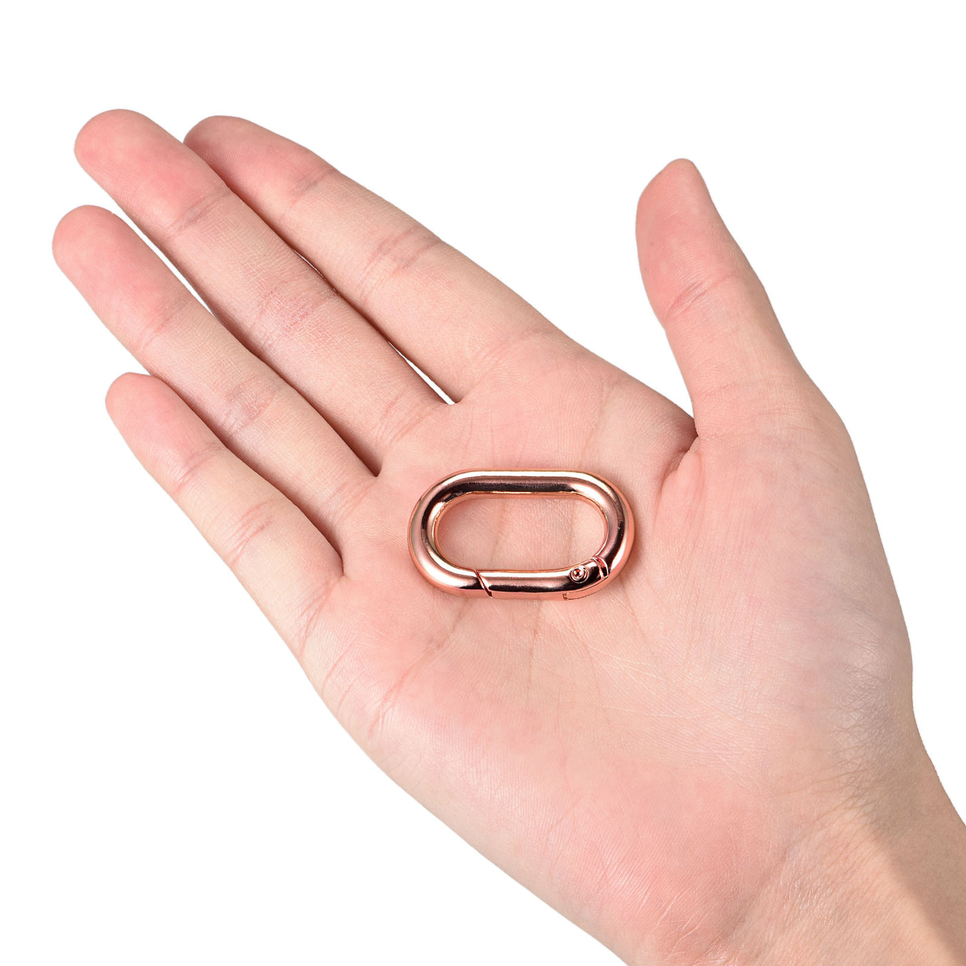 uxcell Uxcell 1.36" Spring Oval Ring Snap Clip Trigger for Bag Purse Keychain, 5Pcs Rose Gold