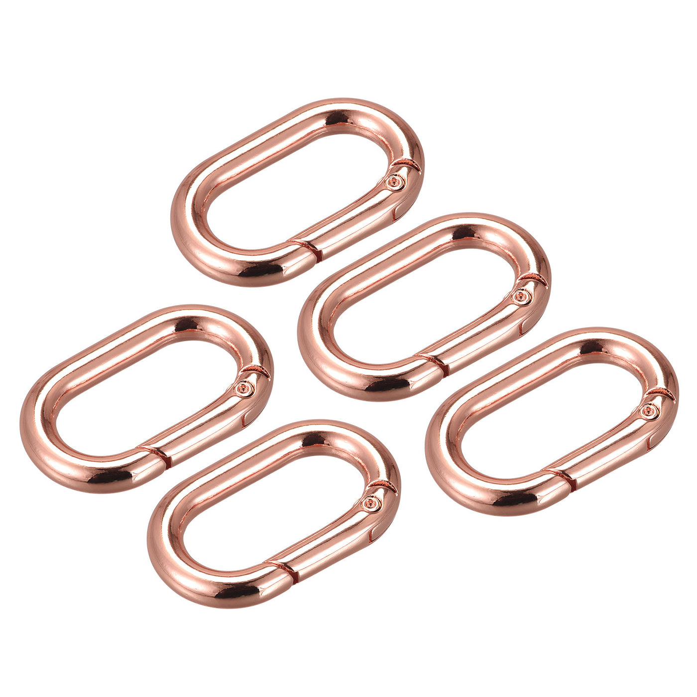 uxcell Uxcell 1.36" Spring Oval Ring Snap Clip Trigger for Bag Purse Keychain, 5Pcs Rose Gold