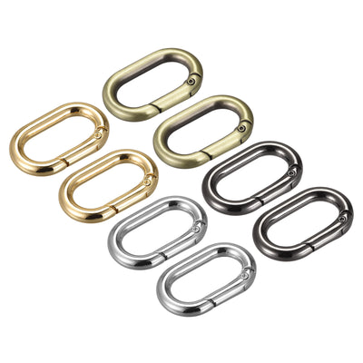 Harfington Uxcell 8Pcs 1.36" Spring Oval Ring Snap Clip Trigger for Bag Purse Keychain, 4 Color