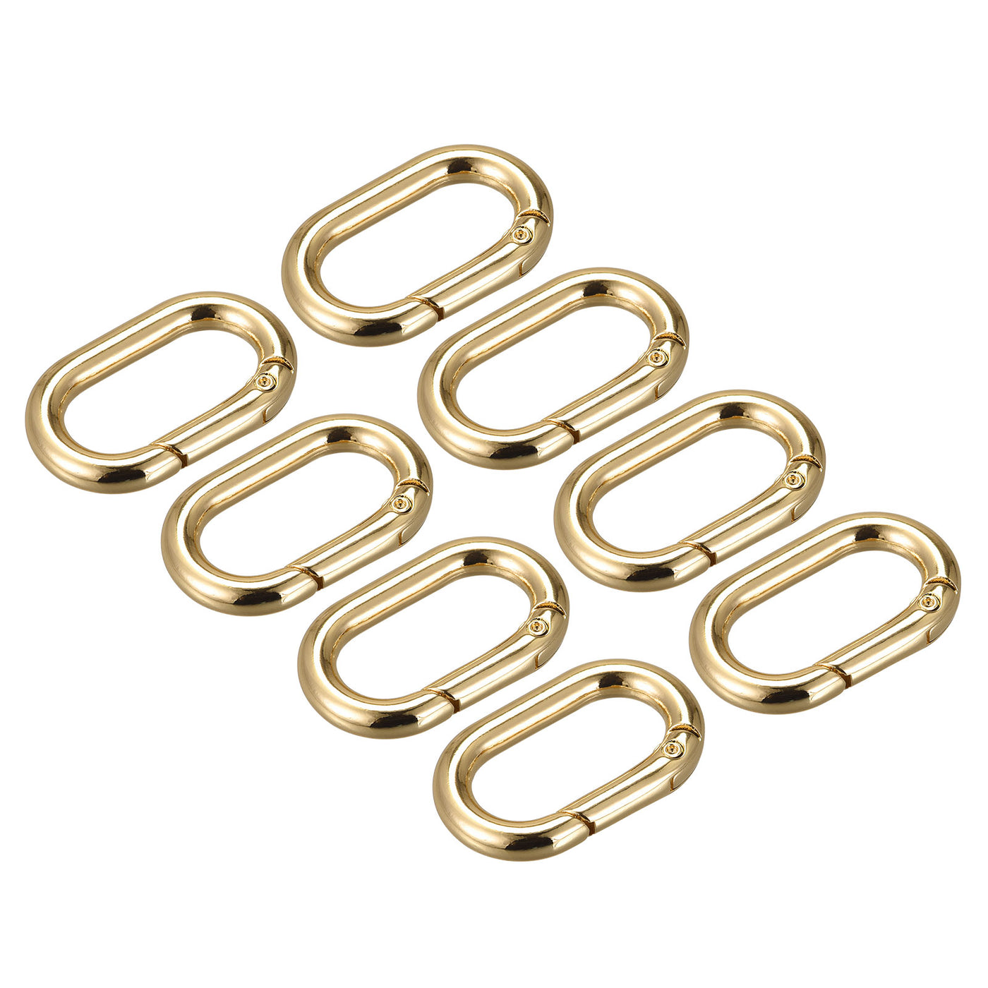uxcell Uxcell 1.36" Spring Oval Ring Snap Clip Trigger for Bag Purse Keychain, 8Pcs Gold