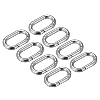 Harfington Uxcell 1.36" Spring Oval Ring Snap Clip Trigger for Bag Purse Keychain, 8Pcs Silver