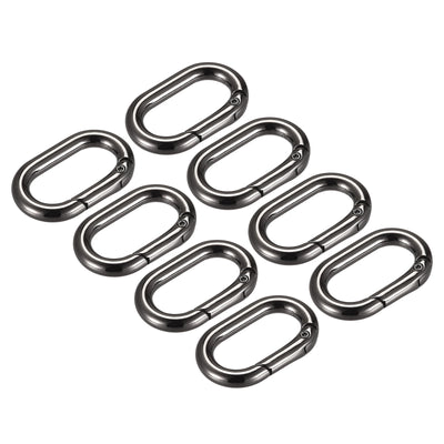 uxcell Uxcell 1.36" Spring Oval Ring Snap Clip Trigger for Bag Purse Keychain, 8Pcs Dark Grey