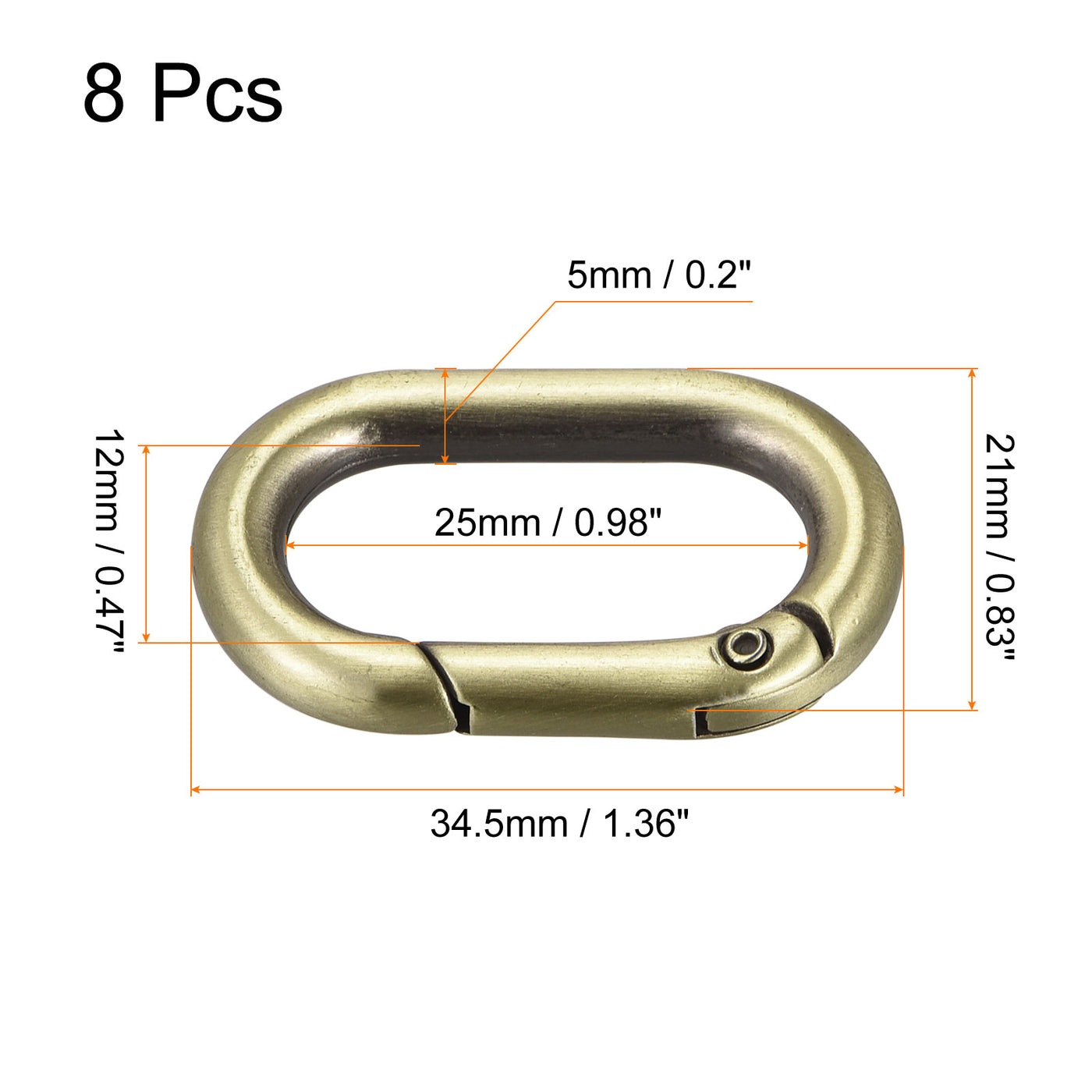 uxcell Uxcell 1.36" Spring Oval Ring Snap Clip Trigger for Bag Purse Keychain, 8Pcs Bronze