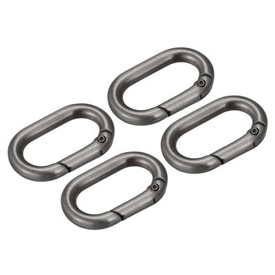 uxcell Uxcell 1.36" Spring Oval Ring Snap Clip Trigger for Bag Purse Keychain, 4Pcs Grey