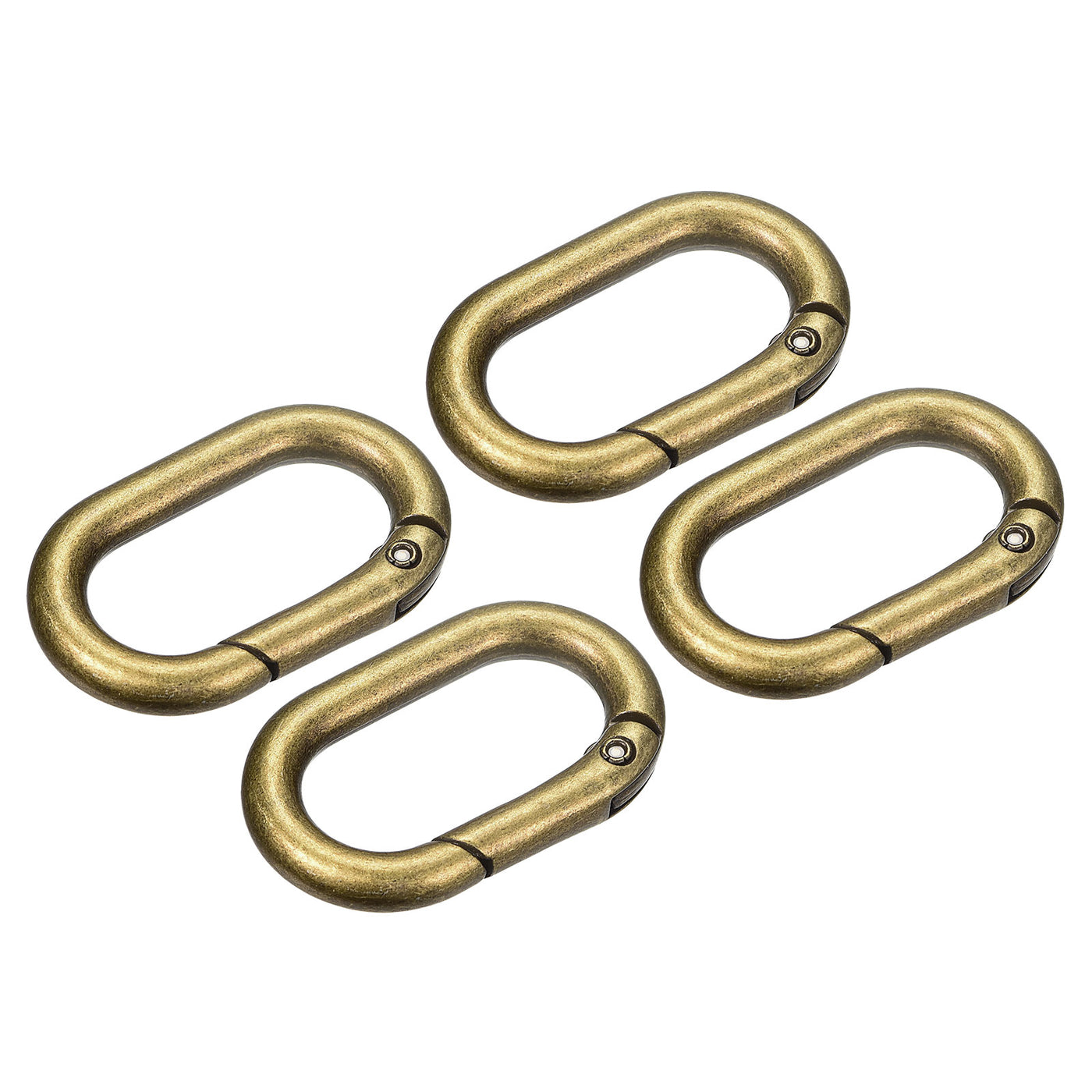 uxcell Uxcell 1.36" Spring Oval Ring Snap Clip Trigger for Bag Purse Keychain, 4Pcs Brass