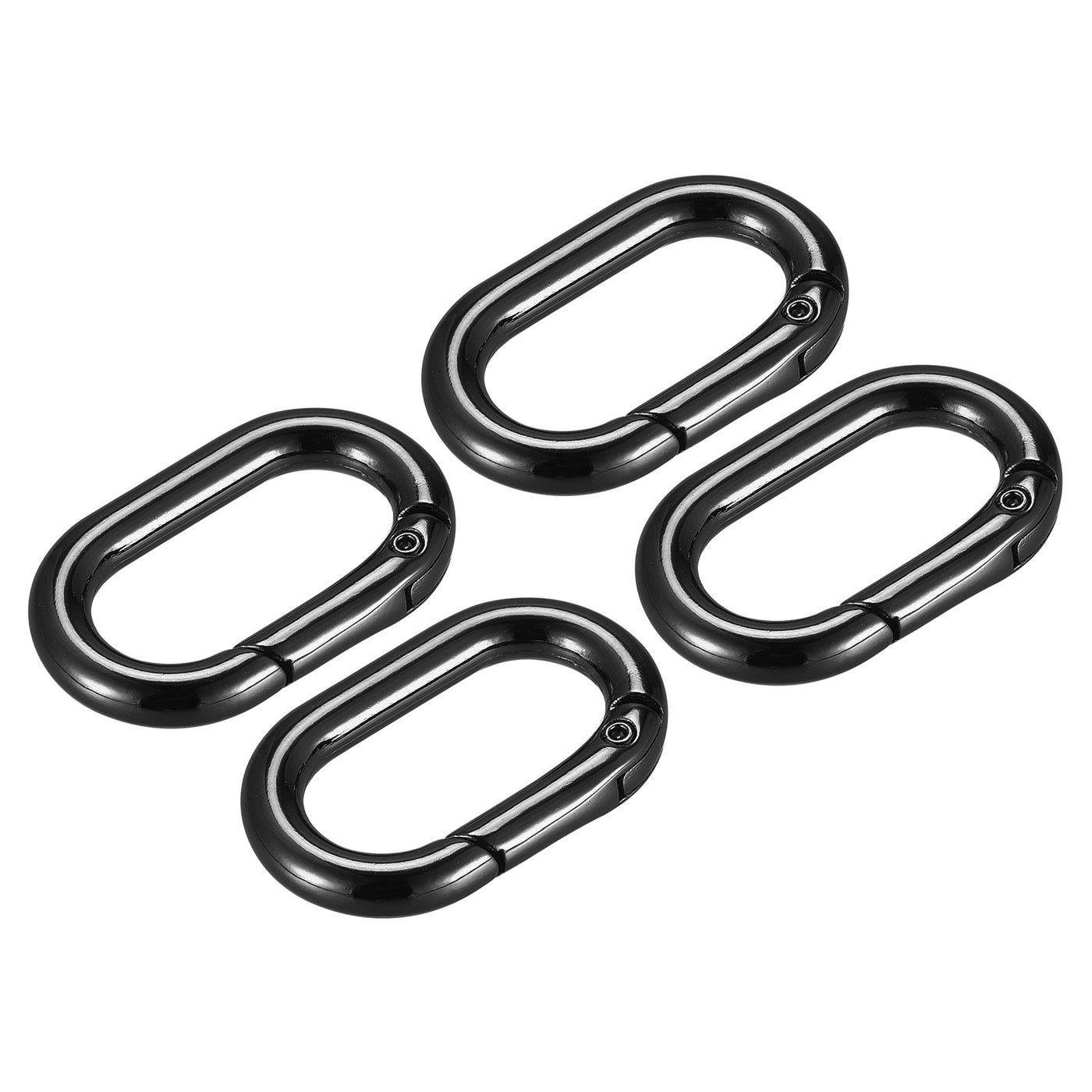 uxcell Uxcell 1.36" Spring Oval Ring Snap Clip Trigger for Bag Purse Keychain, 4Pcs Black