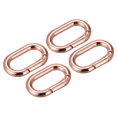 uxcell Uxcell 1.36" Spring Oval Ring Snap Clip Trigger for Bag Purse Keychain, 4Pcs Rose Gold