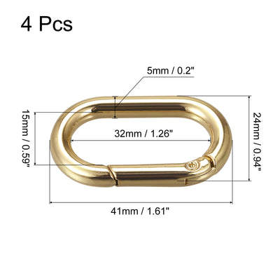 Harfington Uxcell 1.61" Spring Oval Ring Snap Clip Trigger for Bag Purse Keychain, 4Pcs Gold