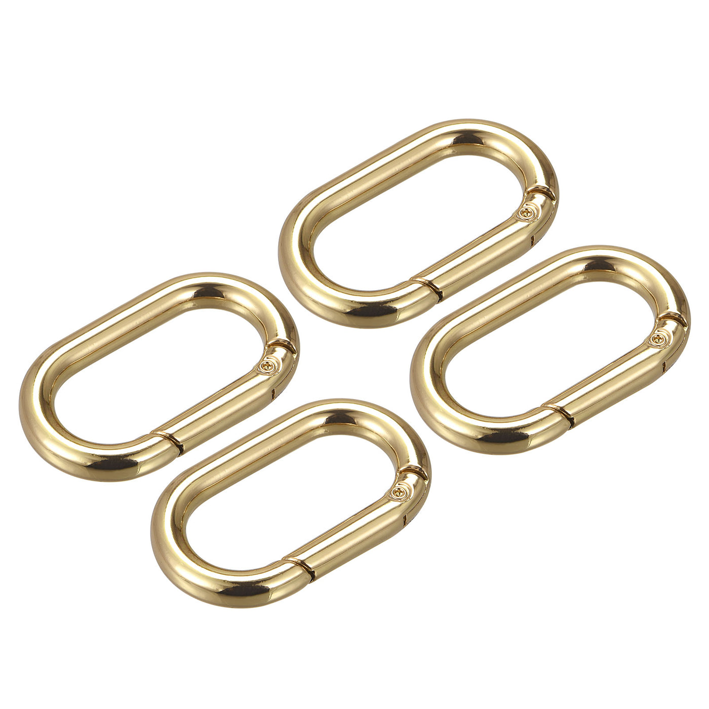 uxcell Uxcell 1.61" Spring Oval Ring Snap Clip Trigger for Bag Purse Keychain, 4Pcs Gold