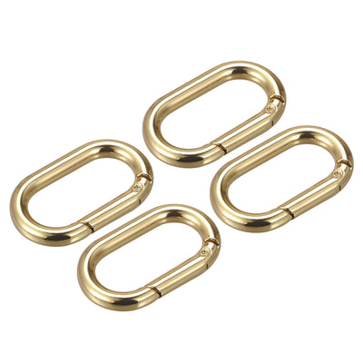 Harfington Uxcell 1.61" Spring Oval Ring Snap Clip Trigger for Bag Purse Keychain, 4Pcs Gold