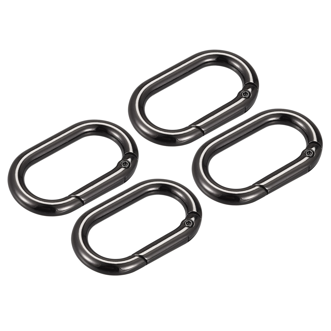 uxcell Uxcell 1.61" Spring Oval Ring Snap Clip Trigger for Bag Purse Keychain, 4Pcs Dark Grey